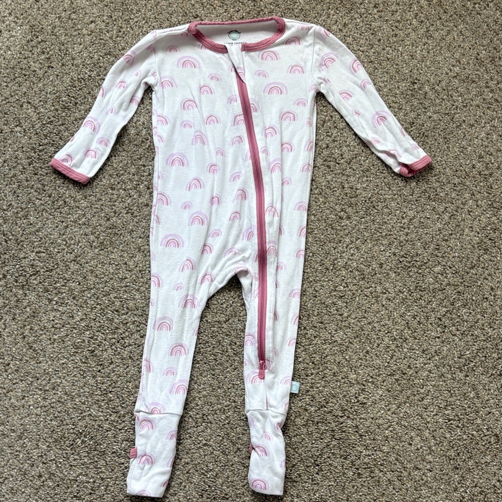 dreamland baby convertible footie in pink rainbow